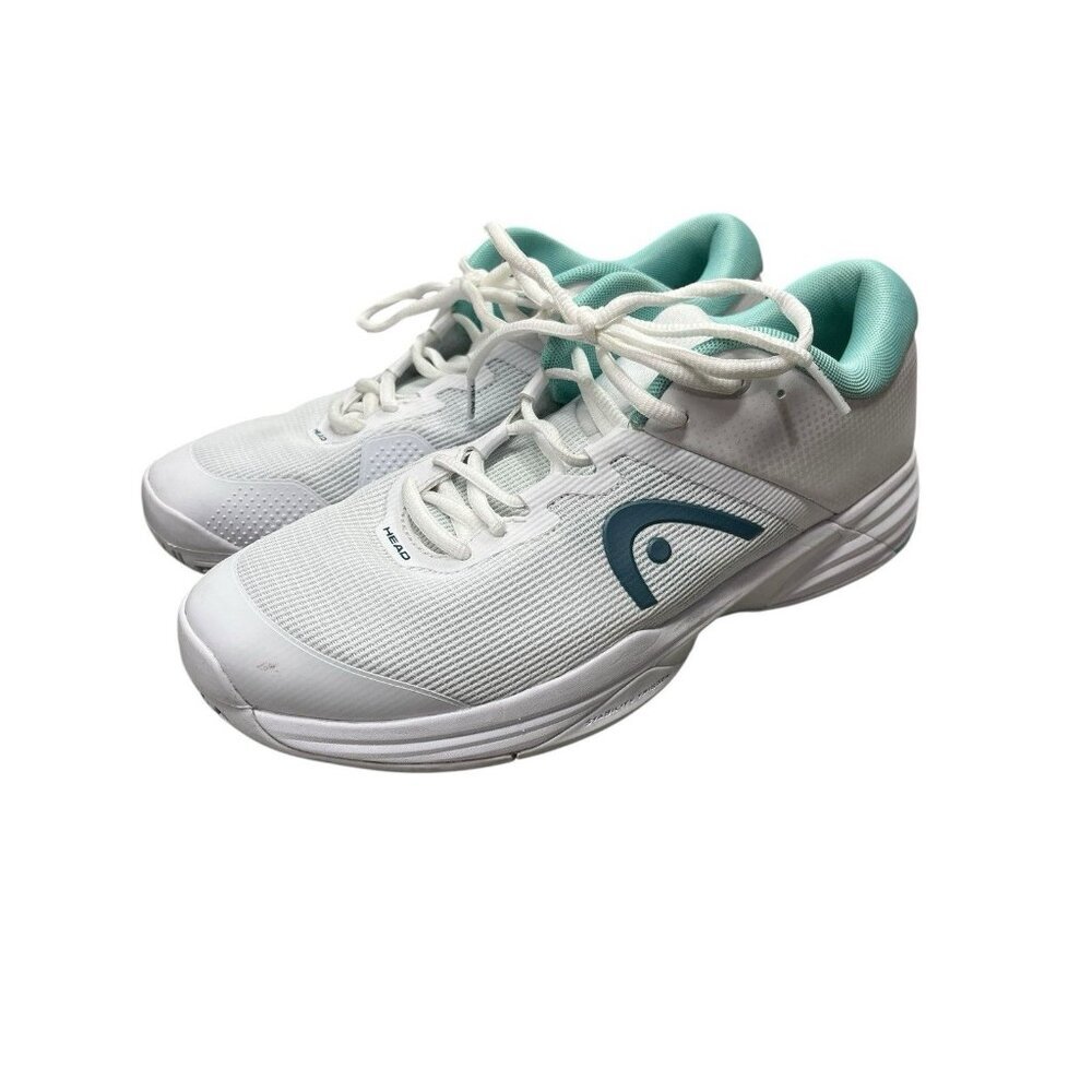 HEAD Women's 10 Revolt Evo 2.0 Tennis Shoes White/Turquoise Active Sneakers